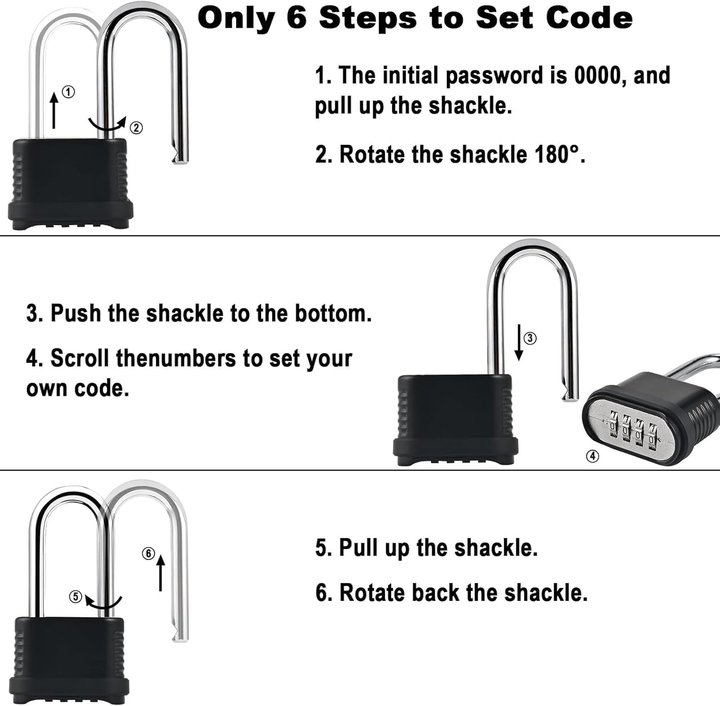 4 Digit Heavy Duty Combination Lock - 105mm Long Shackle Weatherproof Combination Padlock, Outdoor Combo Lock for Storage Units, Gym Lockers, Fence Gates & Shed Doors - Black (2pcs, Long Shackle)