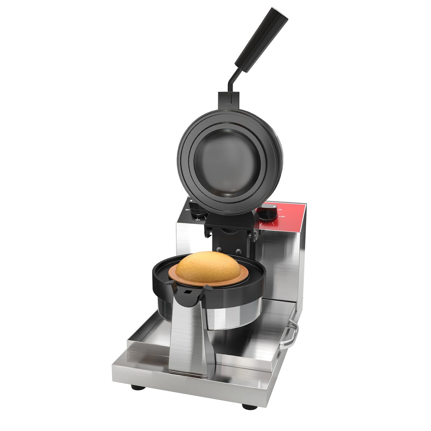 CROSSON Ice Cream UFO Burger Maker, Commercial Electric Burger Waffle Maker Sandwich Machine Rotating 180°Non-Stick Plate Machine/Adjustable Temperature and Timer for Restaurant Bakeries 120V/1300W