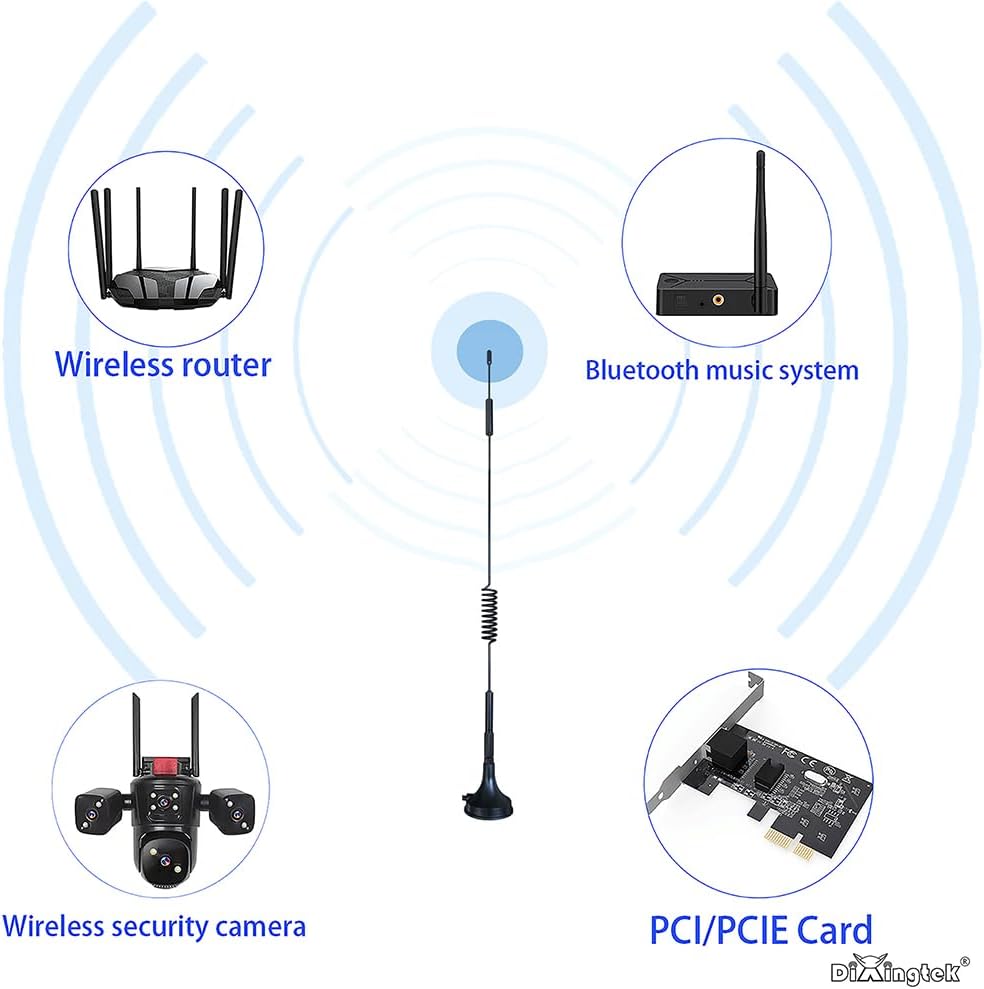 Dixingtek 3G 4G 4G 2 Pack 1-Meter 4G GSM LTE SMA Magnetic Antenna, Compatible with LTE Router Game Camera Network Card