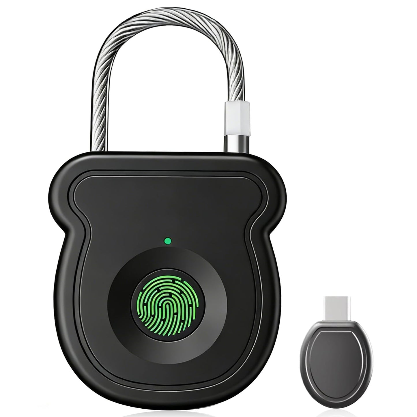 Fingerprint Padlock, Locker Lock with Keyless, Portable Biometric Padlock Combination Locks for Gym Gate Storage, Smart Lock for Locker USB Rechargeable (20 Fingerprint Black B)