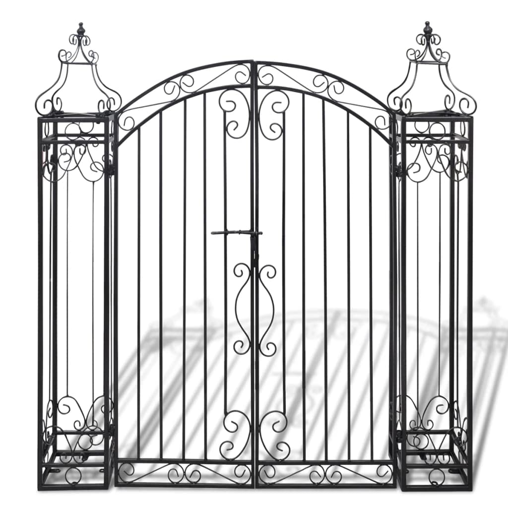 vidaXL Garden Gate, Ornamental Fence Gate with Bolt Hinge, Trellis Arch for Climbing Plants, Entrance Gate for Outdoor Backyard, Wrought Iron