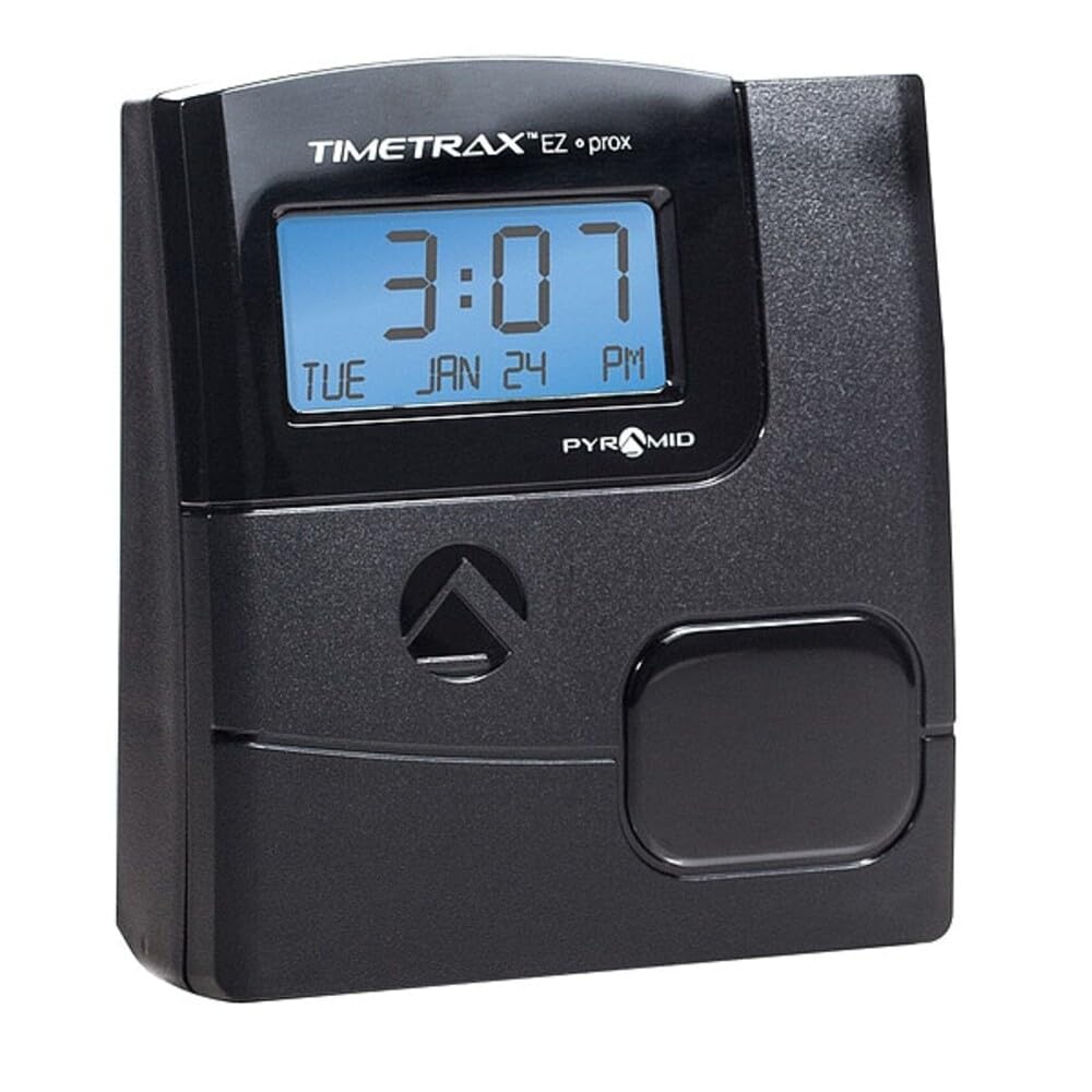 Pyramid Time Systems -TimeTrax Automated Proximity Time and Attendance with Pyramid TTEZ Time Clock System with Software Download [PPDLAUBKN], RFID - No Touch Employee Punch in - Black