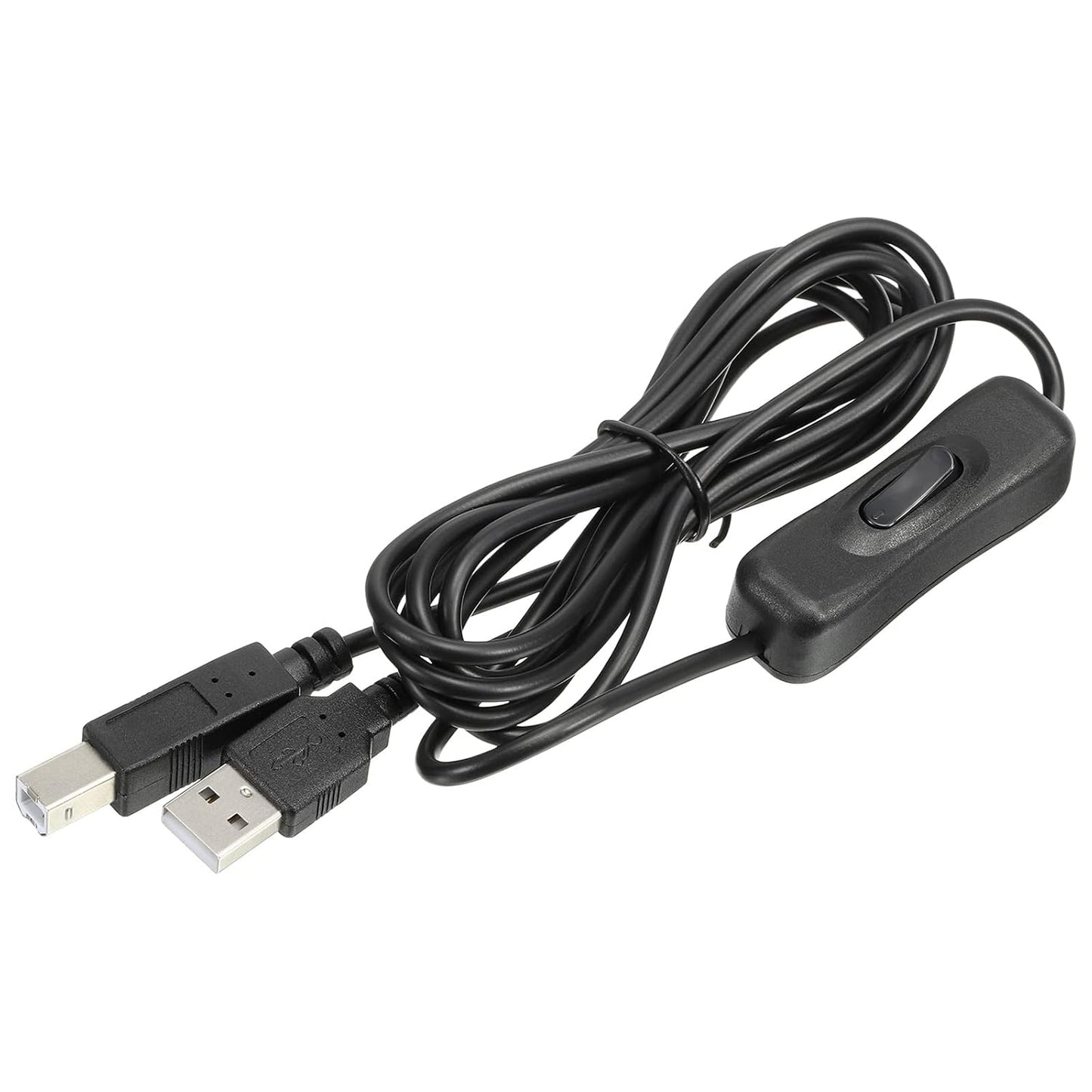 2 Pack 2 MECCANIXITY USB Printer Cable with ON/Off Switch Meter Male to USB B/M Extension Cord for Printer Scanner