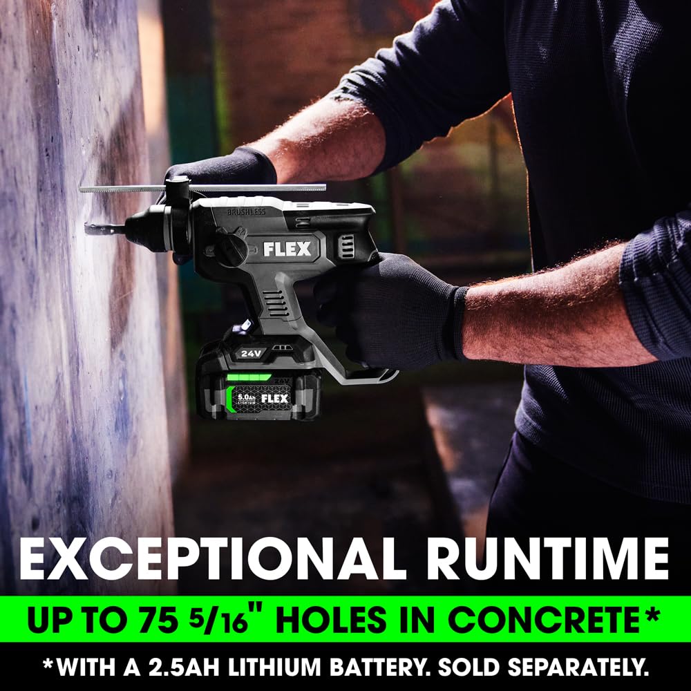 FLEX 24V Brushless Cordless 7/8-Inch SDS Plus 1.3 Ft-Lbs Torque Rotary Hammer Tool Only, Battery and Charger Not Included - FX1531-Z