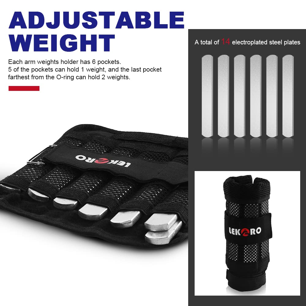 Wrist Ankle Weights with Removable Steel Bars, 1 Pair Adjustable Arm Leg Weights for Men and Women, No Leakage Design, Weighted Wrist Bands for Walking Jogging Yoga Pilates