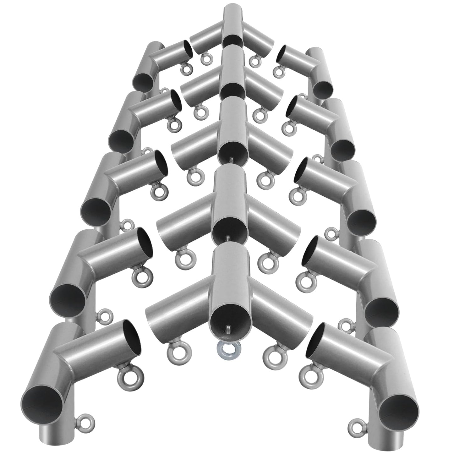 Aoneky 1 3/8'' 6/8/10-Legs High Peak Corner Canopy Fitting Couplers Kit - Frame Carport Connectors, Silvery (10 Leg Canopy Top Kit)
