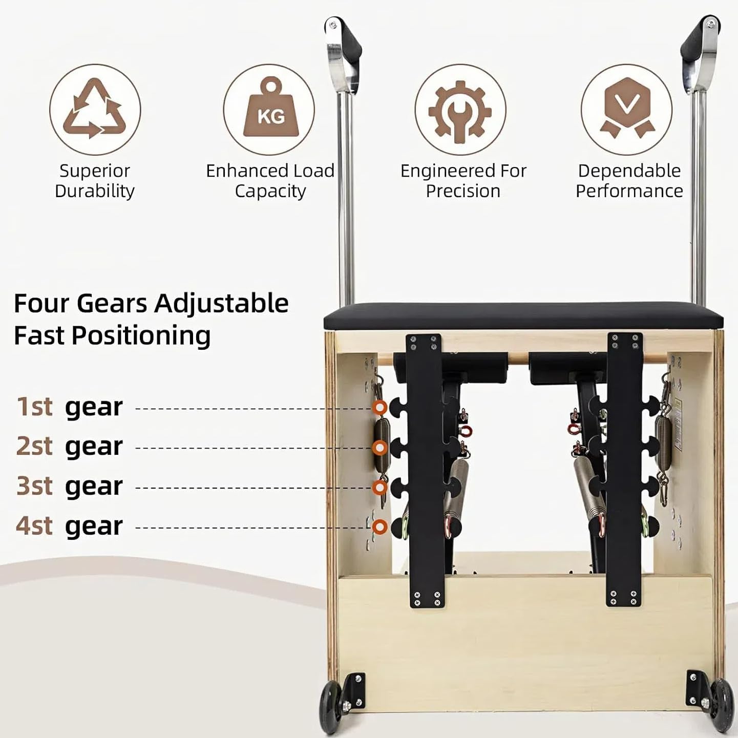 STSERT ZONE Pilates Chair, Split-Pedal Stability Combo Chair with Handles, Wunda Chair Pilates Machines for Home Use and Studio，Yoga Fitness Trainer