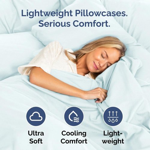 King Standard Pillow Cases by King - Soft Hotel Quality Covers | Comfy Bedding in Ice Blue - Set of 4