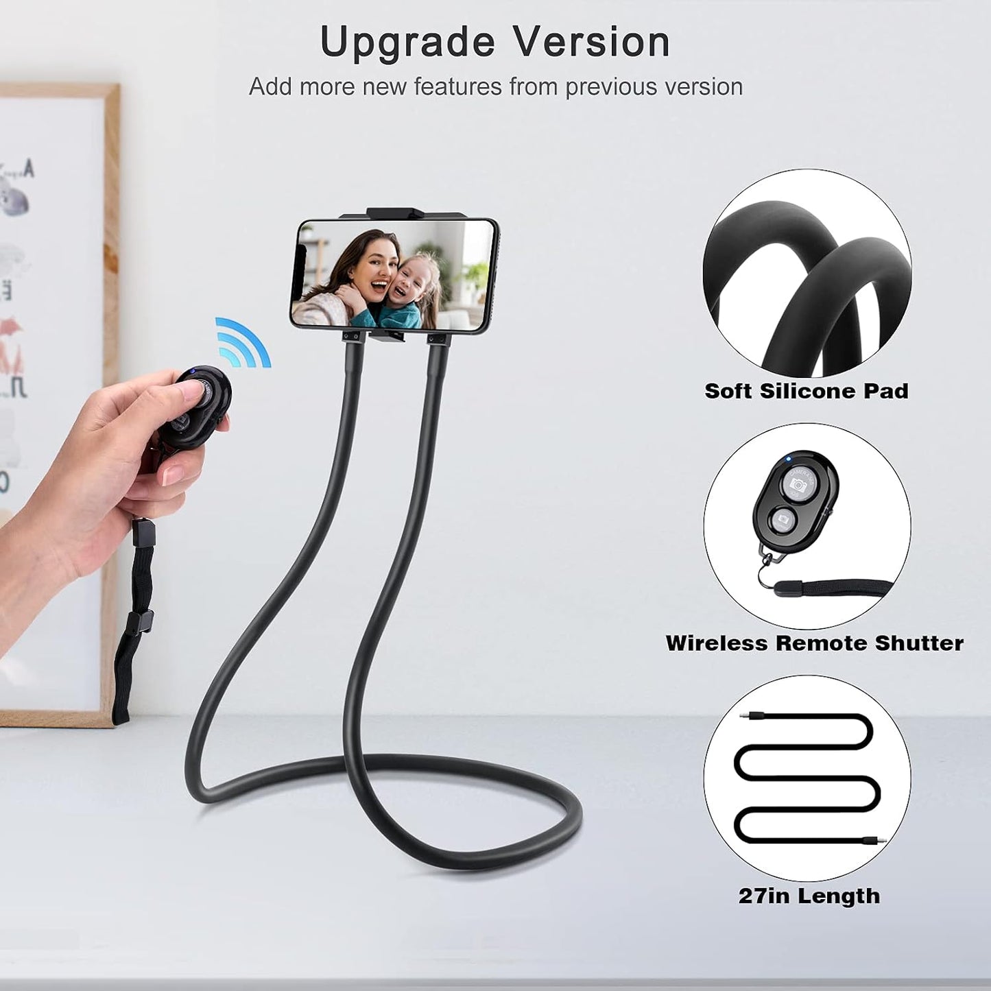 B-Land Upgrade Phone Holder for Bed, Neck Phone Holder Gooseneck Cell Phone Holders, Universal Mobile Phone Stand