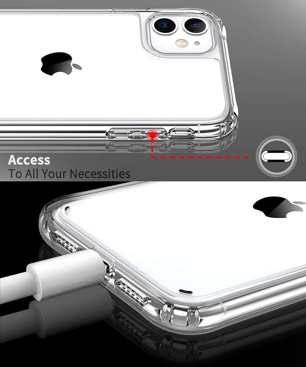 11 [2 15Ft. 6.1 Inch- Compatible with iPhone Case [Airbag Series] with x Tempered Glass Screen Protector] [Military