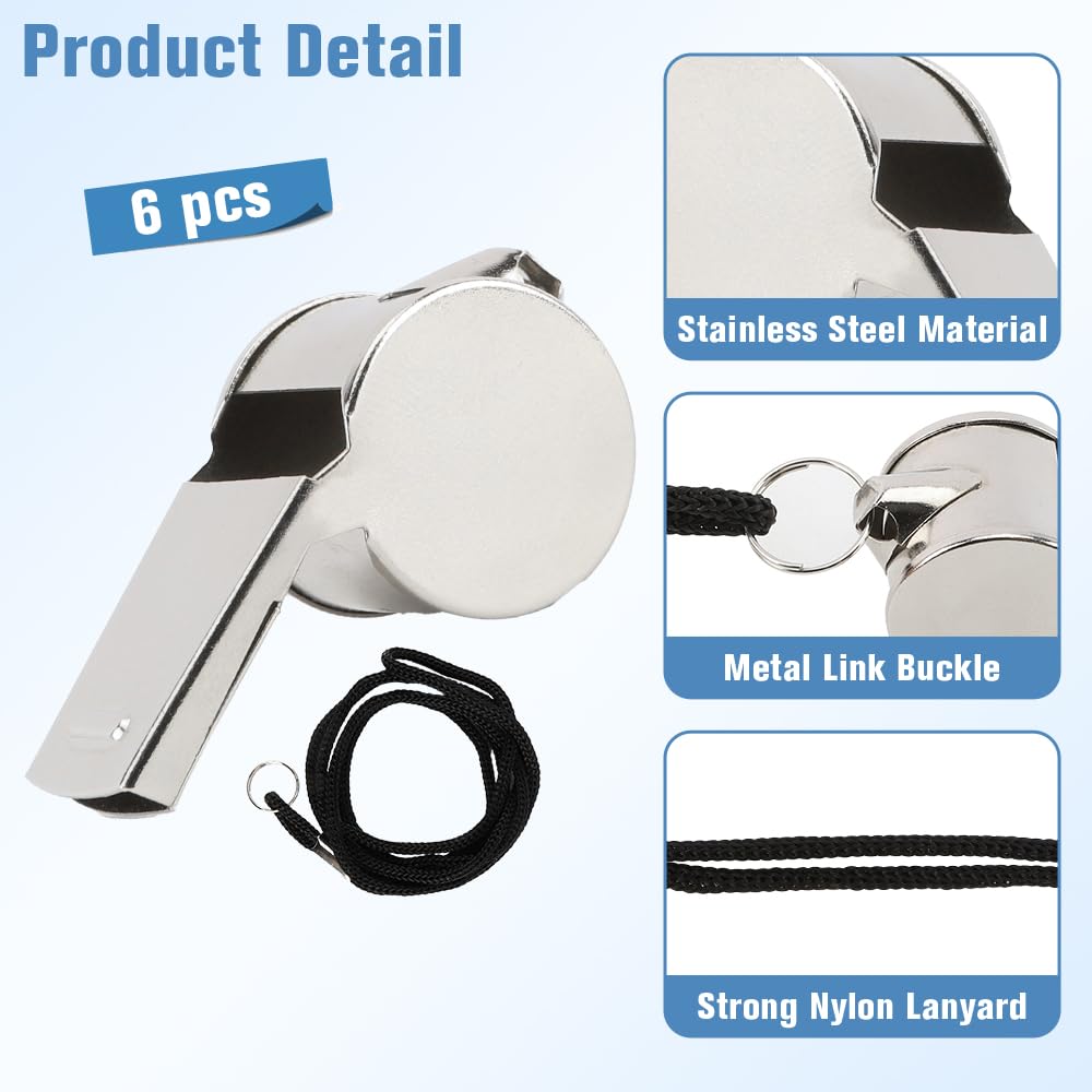 Whistle, 4 Pcs Whistle for Coaches Stainless Steel Whistles with Lanyard Referee Whistle Emergency Coach Whistles Teacher Whistle Loud Crisp Sound Whistle for Adults Teachers Pet Training Sports