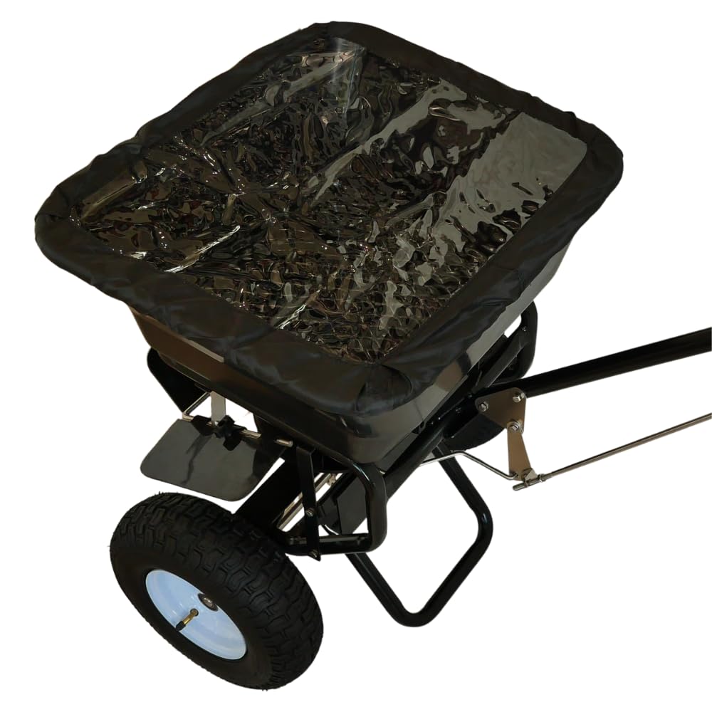 Discount SNOWSTAKES - Lawn Fertilizer & Seed Spreader, 100 LBS Capacity, with Included Grate, Cover & 13 in All Terrain Pneumatic Tires, Ideal for Turf & Lawn Care, Winter Walk Behind Salt Spreader