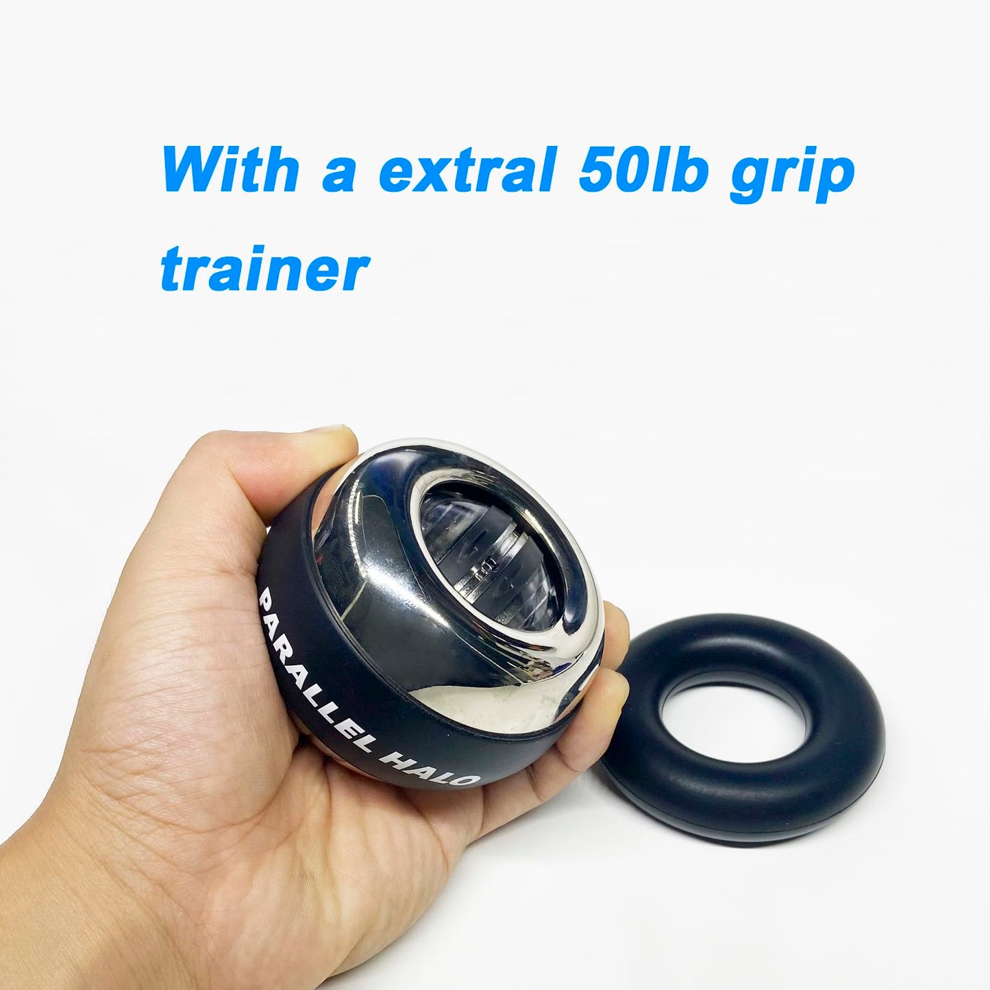 Parallel Halo Power Wrist Ball AUTO Start Metal Shell Gyroscope Ball with Colorful Lights Weighted Wrist and Forearm Exerciser Arm Strengthener for Strengthening Muscle and Bones