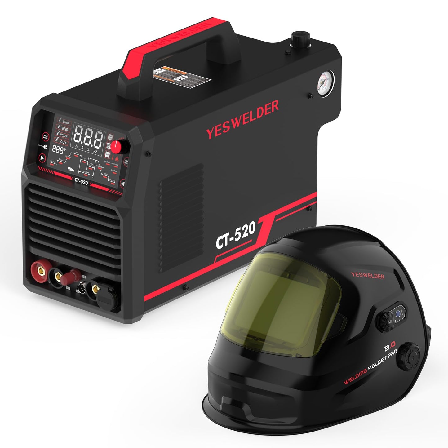 ‎YESWELDER CT-520 Tig Welder & Plasma Cutter, 5-In-1 Multifunctional Welding Machine & Large View Intelligent Auto-Shade Auto-Darkening Welding Helmet