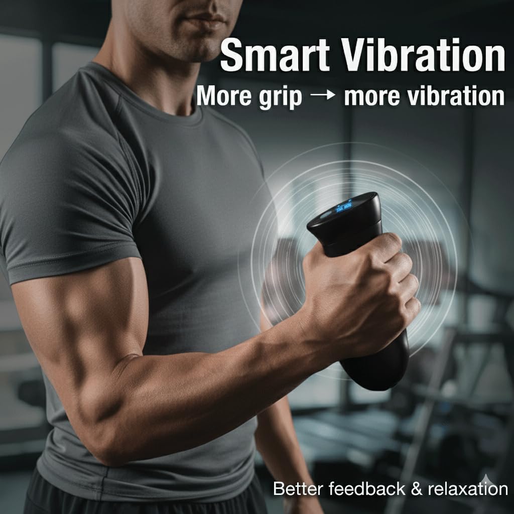 Hiyoga Digital Grip Strength Trainer, 0–440 lb Hand Gripper Strengthener with Real-Time Display (No Sound), 2 Modes: Test & Smart Vibration, Ergonomic Hand Grip & Forearm Strengthener, USB-C Rechargeable Hand Exerciser (Black)