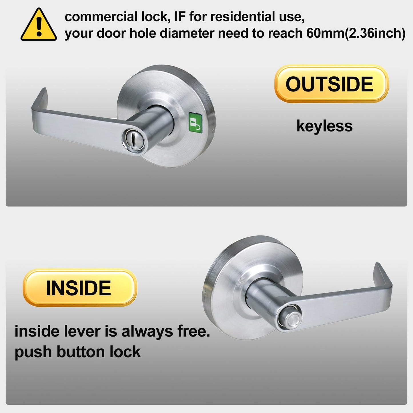 HISAFE Commercial Keyed Entry Door Handle & Commercial Privacy Door Handle