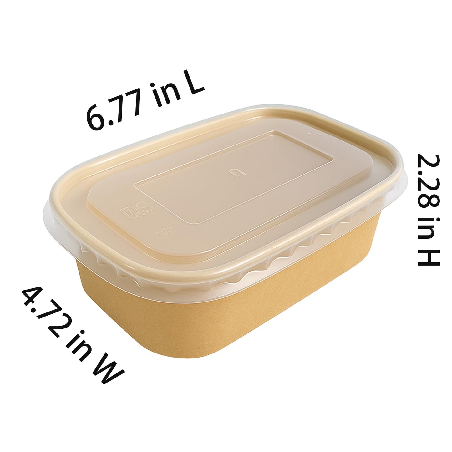 AQYIIH 25 oz 50-Pack Disposable Paper Meal Prep Containers with Lids – Square Paper Salad Bowls for Takeout, Freezer & Microwave Safe