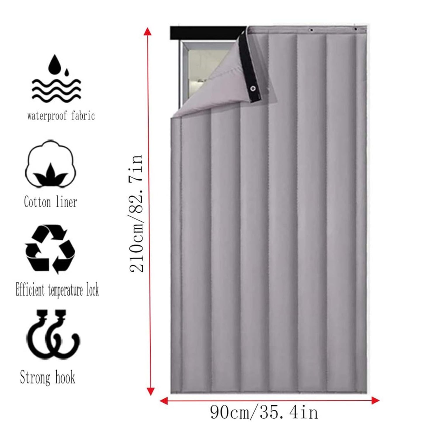 WWWHZGYS Thermal Insulated Door Curtain, Door Blanket for Winter,Sound Proofing Noise Reduction Waterproof Warm Living Room Patio Curtain, Oxford Fabric(W35.43*H82.68 in/90 * 210cm)
