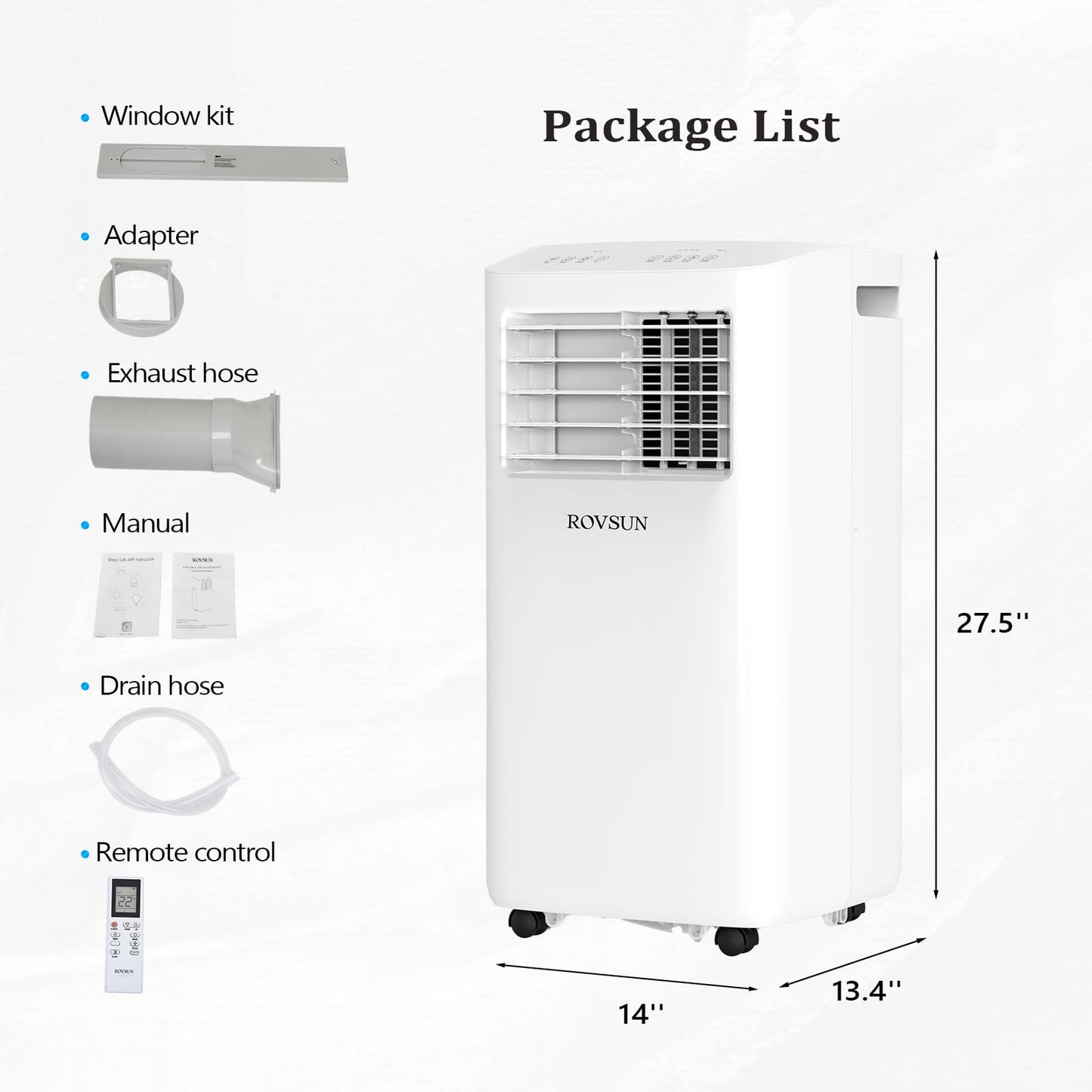 ROVSUN 10000 BTU Portable Air Conditioner with Remote Control, 3-in-1 Room AC Unit, Fan & Dehumidifier with Digital Display, 24H Timer & Installation Kits for Home Office Dorm