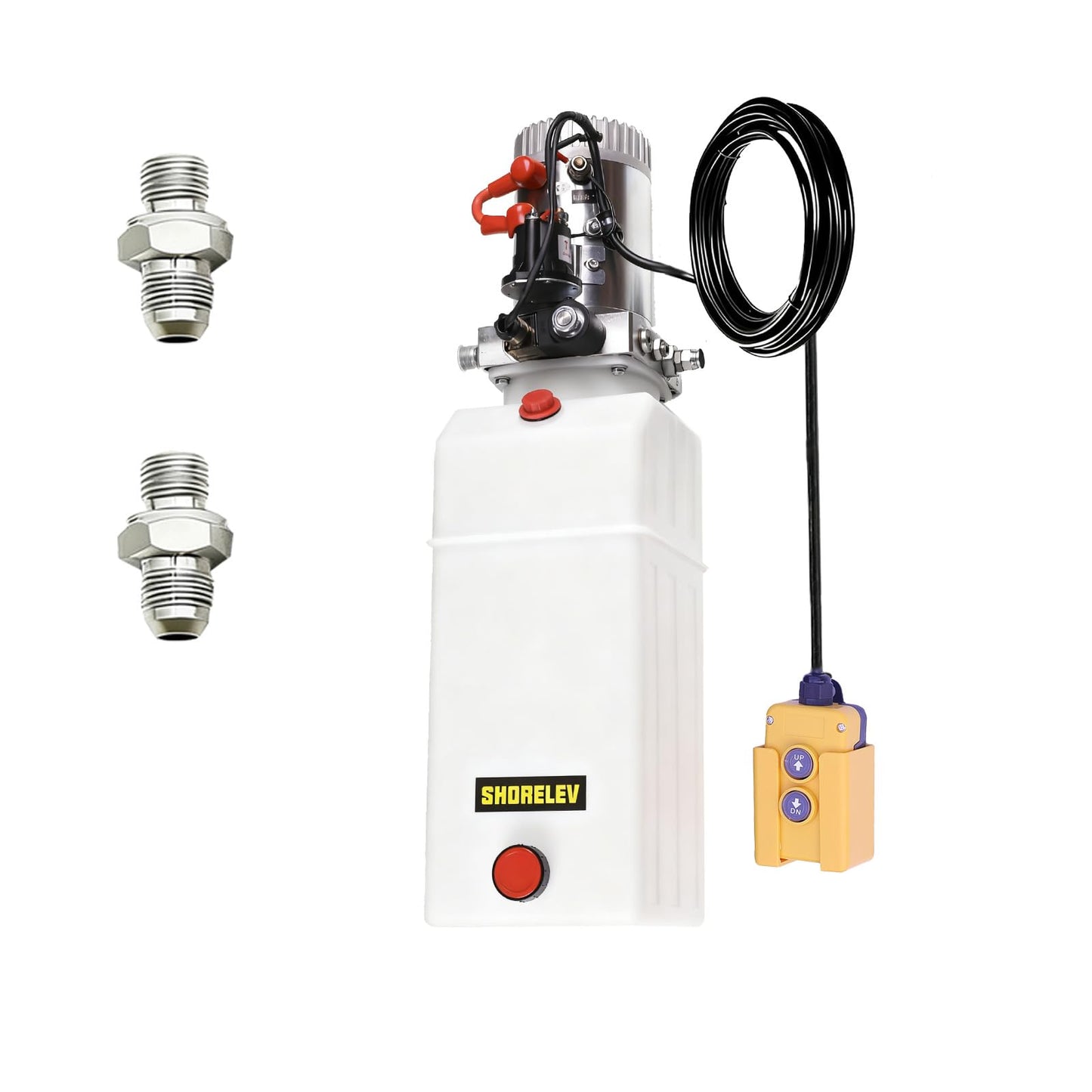 SHORELEV 12V DC Single Acting Hydraulic Power Unit, 8L Hydraulic Pump Plastic Reservoir, 3000 PSI for Dump Trailers, Snow Plows, Log Splitters, Lift Gates