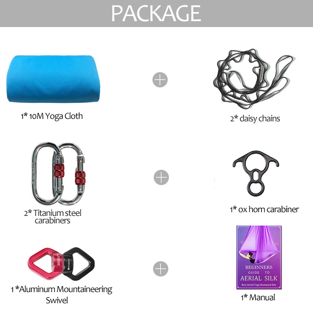 Aerial Silks Deluxe Equipment Set for Aerial Yoga, Aerial Yoga Hammock, Aerial Acrobatic,Circus Arts, Aerial Dance(L:10m W:2.8m (Wine Red)