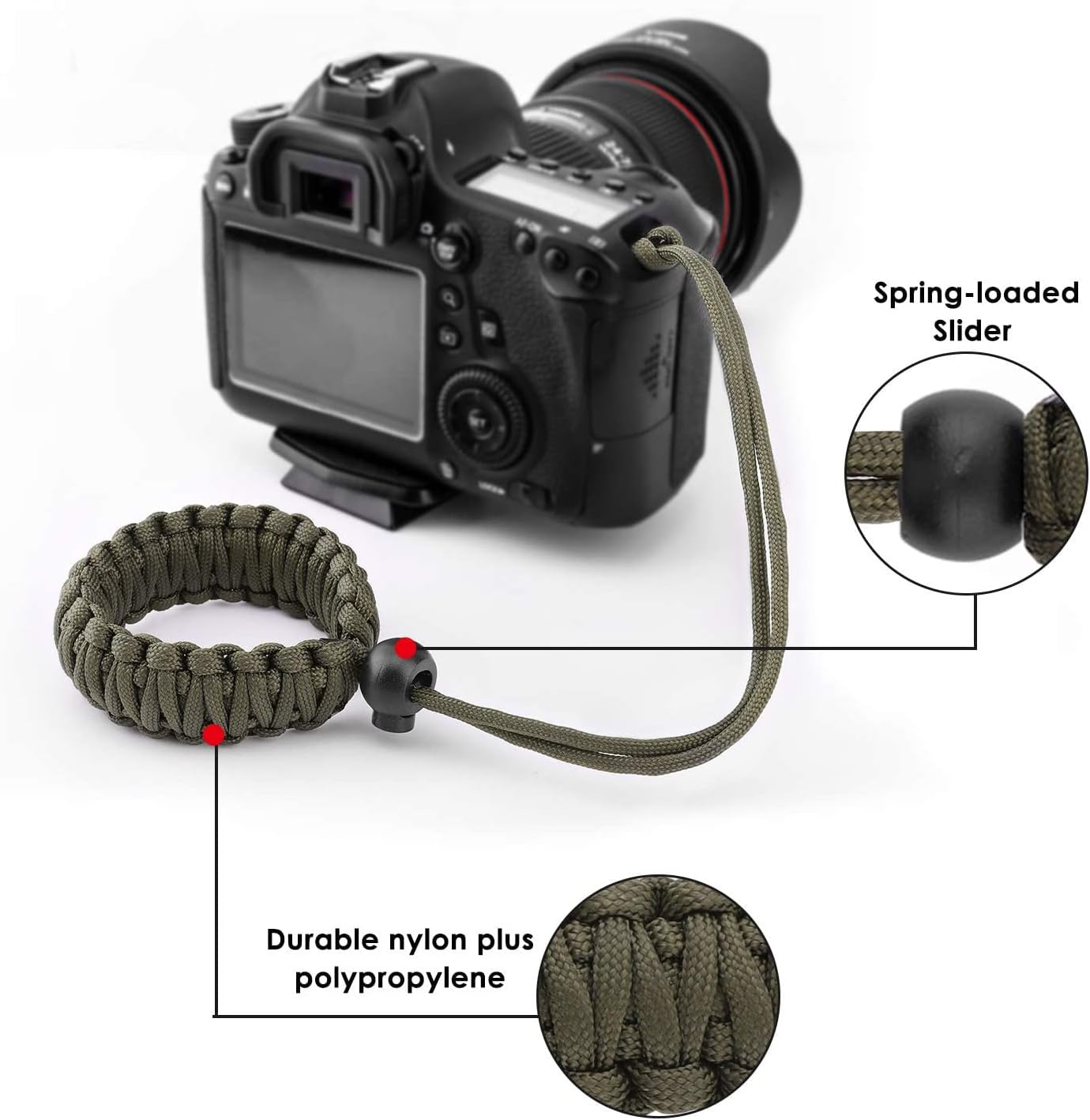MoKo Paracord Nylon Braided Camera Hand Grip Strap for Video Camcorder/Binoculars/Nikon/Canon/Sony/SLR/DSLR Digital
