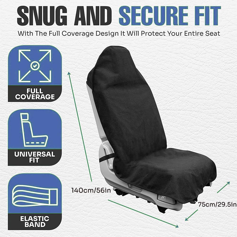LUCYLEXIXI Waterproof Sweat Towel Car Seat Cover Sweat Carseat Protector,Perfect for Universal Anti-Slip Car Truck SUV Seat, Great for Post Gym Workout, Running, Swimming, Beach and Hiking (Black)