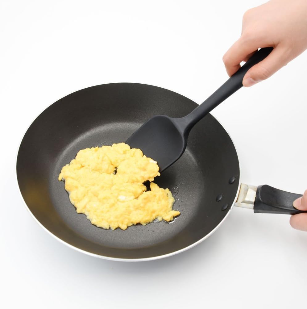 Skiennix Silicone Spatula Set - Ergonomic High Heat-Resistant Design | 3-Piece Non-Stick Black Spatulas