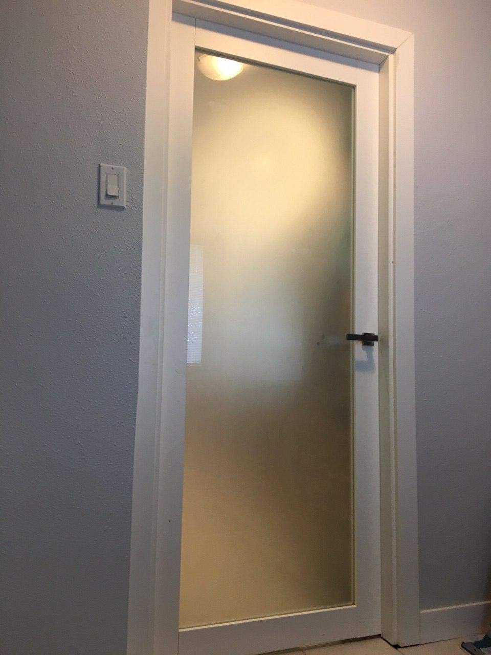 SARTODOORS Modern Solid French Door Frosted Glass 24 x 96 inches with Handle | Planum 2102 White Matte | Single Regural Panel Frame Trims | Bathroom Bedroom Sturdy Doors