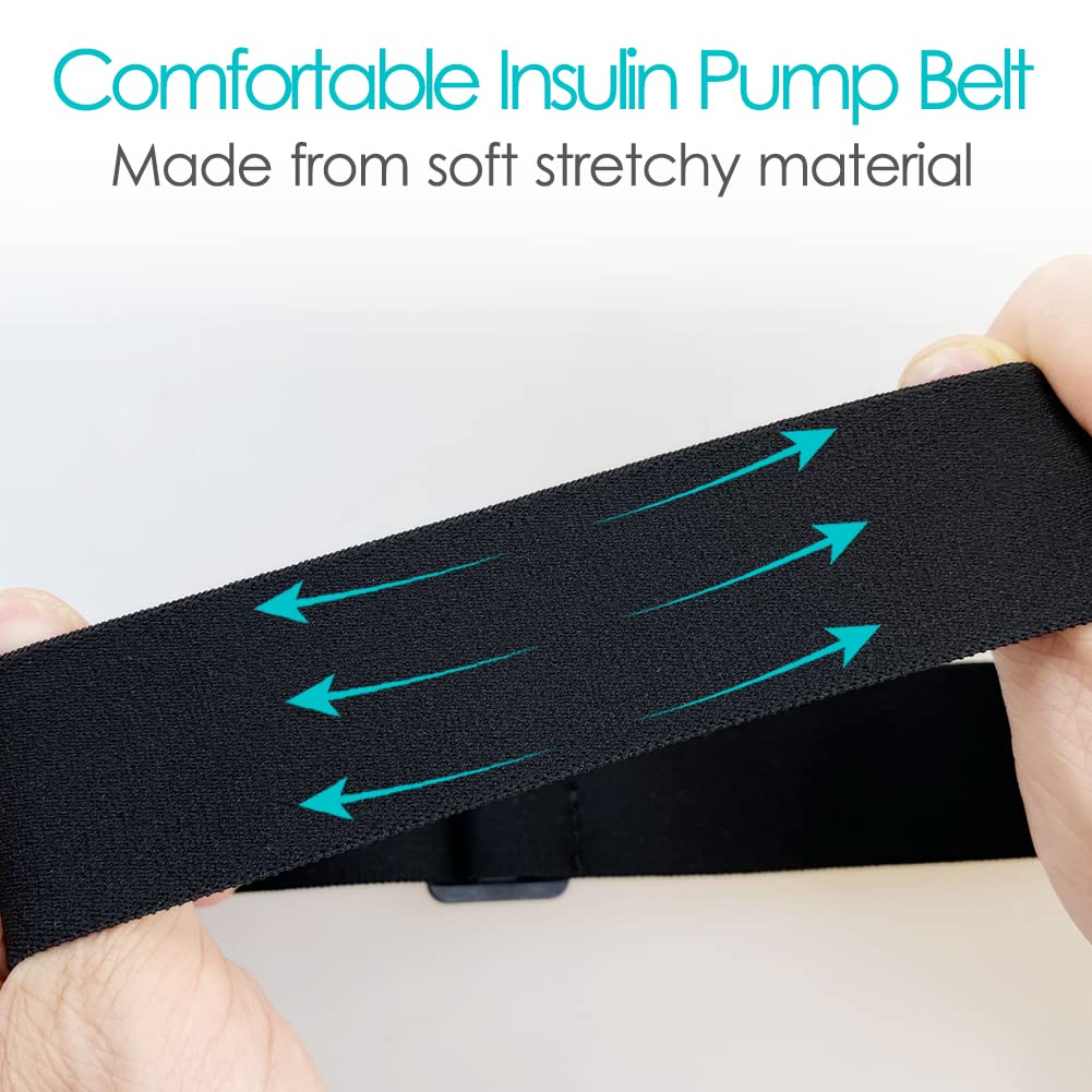 Insulin Pump Belt with Double Slide Zipper Pouch Medical Holder for Diabetic T1D Adjustable Waist Band Accessories Lightweight for Tubing Epipen Men Women Adult Black
