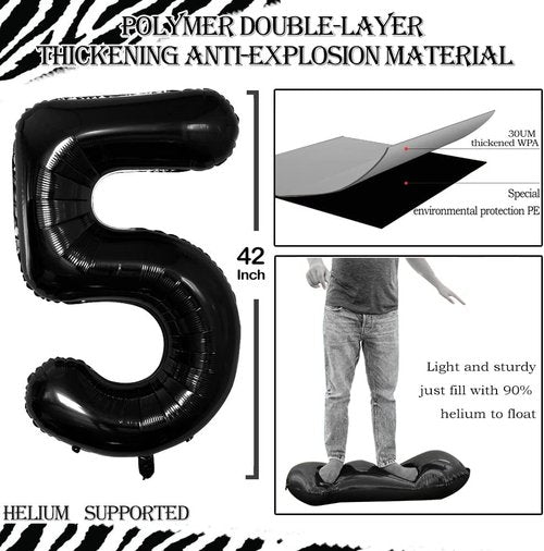 GOER Jumbo 42 Inch Number 50 Balloons - Black Foil Helium Balloons for 50th Birthday & Anniversary Celebrations