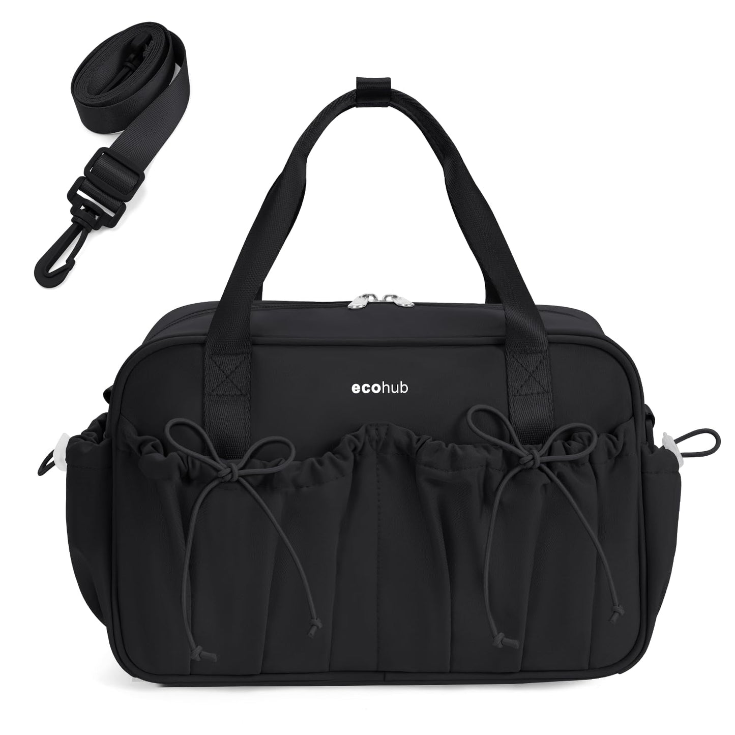 ECOHUB Small Gym Bag for Women, Mini Gym Duffle Bag with Wet Compartment, Bowknot Sports Bag, Cute Gym Tote Bag Dance Yoga Workout Travel Bags Black