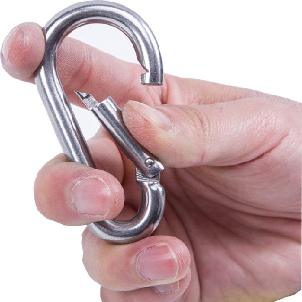 sprookber Stainless Steel Carabiner Spring Snap Hook - 304 Stainless Steel Heavy Duty Clips, Set of 4 (2.25 Inch)