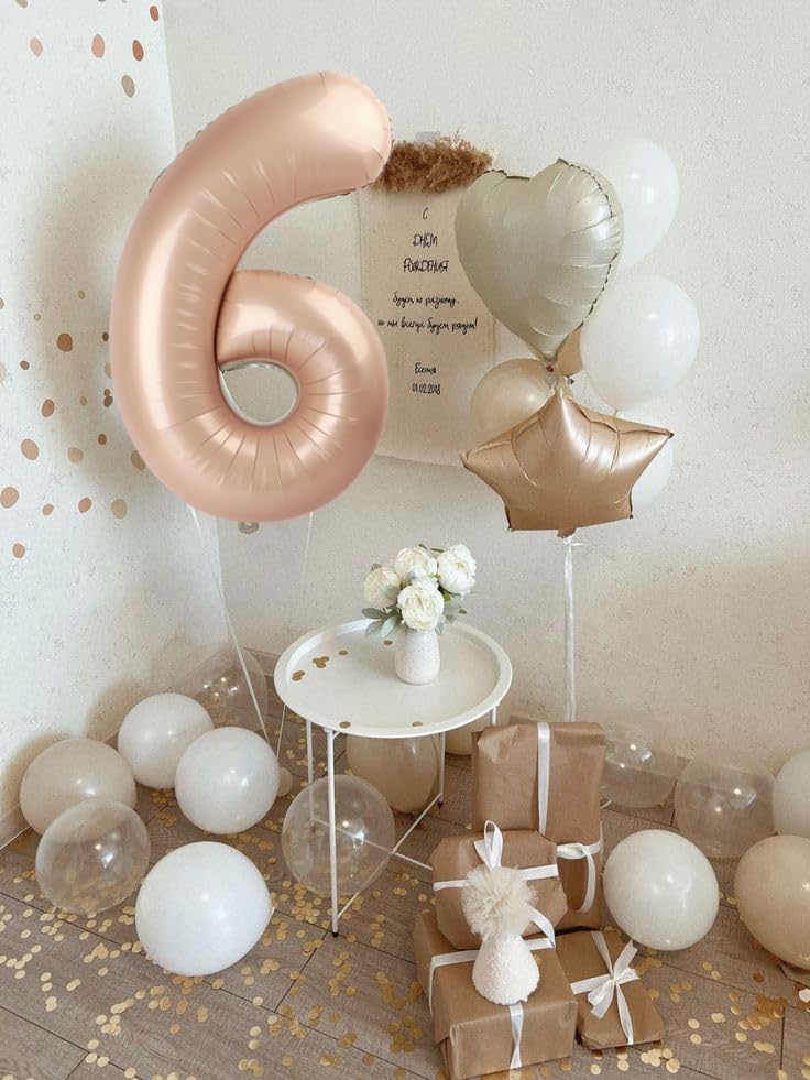 Skiennix 40-Inch Balloon Numbers | Light Brown 5th Birthday & Wedding Party Decorations