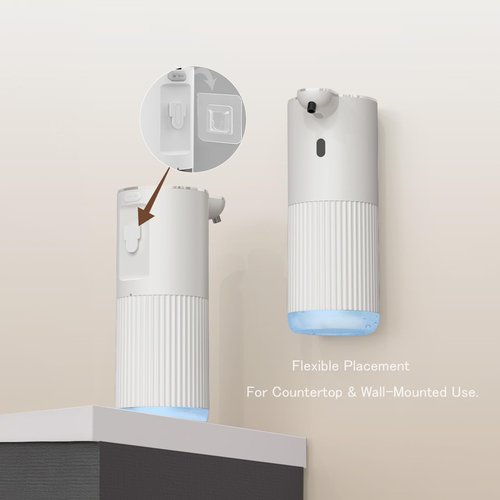 Automatic Soap Dispenser with LED (Battery% & Foam Level), 7000 Uses, 6 Foam Settings, Wall Mount/Countertop, USB-C Rechargeable, for Bathroom Kitchen, White