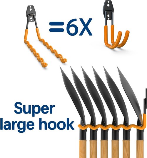 Heavy Duty 31-Pack Garage Wall Hooks - Anti-Slip Steel Storage for Ladders & Yard Tools | Orange