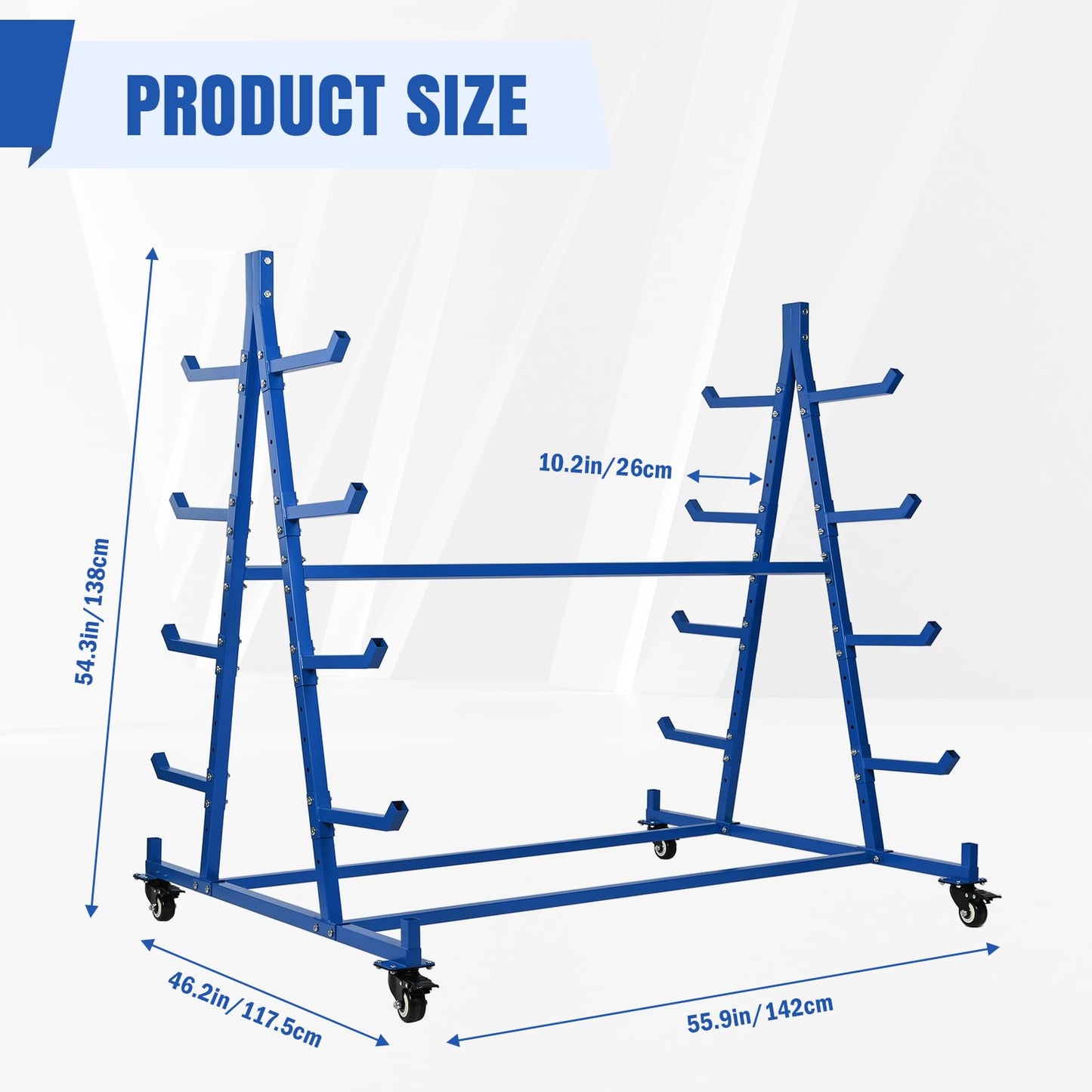 tonchean Lumber Storage Rack with Wheels 5 Tier Cantilever Racking for Storage Heavy Duty Conduit Rack Horizontal Storage Rack Pipe Rack Holds up to 1000lbs, 55.9" D x 46.2" W x 54.3" H