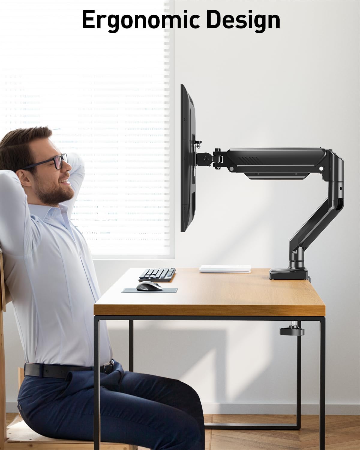 MOUNT PRO 13 32 inch 4.4 22lbs Clamp/Grommet 75/100mm Single Monitor Arm Desk Mount Fits to Computer Screens, Holds