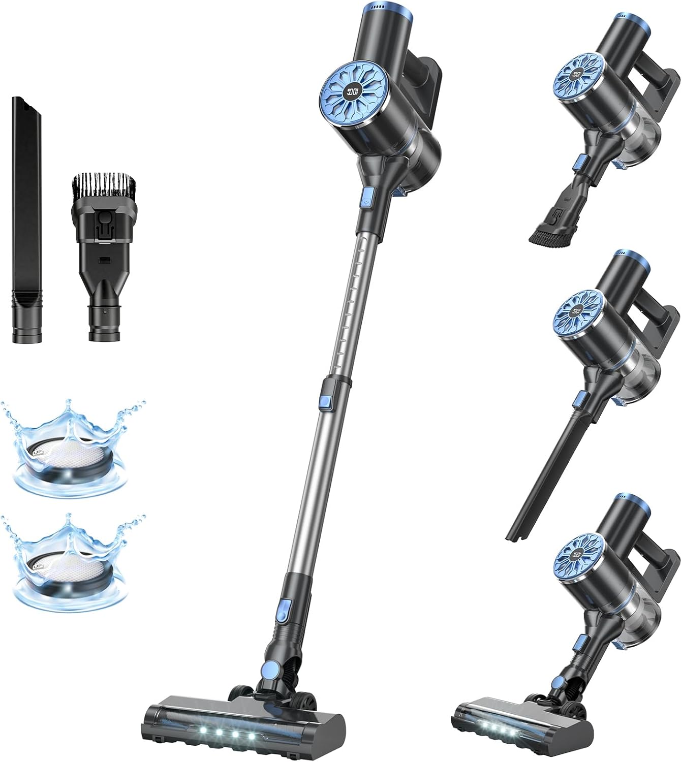 VIPSUN Cordless Vacuum Cleaner - Lightweight 6-in-1 Stick Vacuum with LED Screen for Home Use