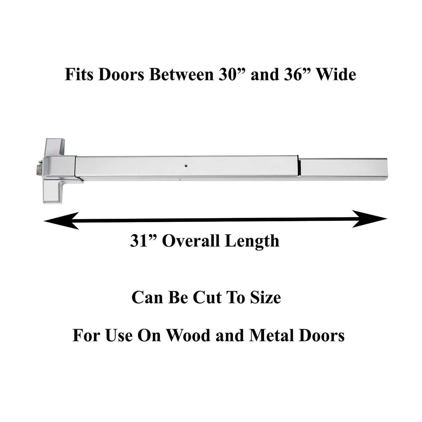 Dynasty Hardware Push Bar Panic Exit Device for Emergency Exit Doors, Aluminum Finish Commercial Panic Bar Door Handle, Push Bar for Exit Door, Panic Bar Lock, Push Bar Door Handle for Safety