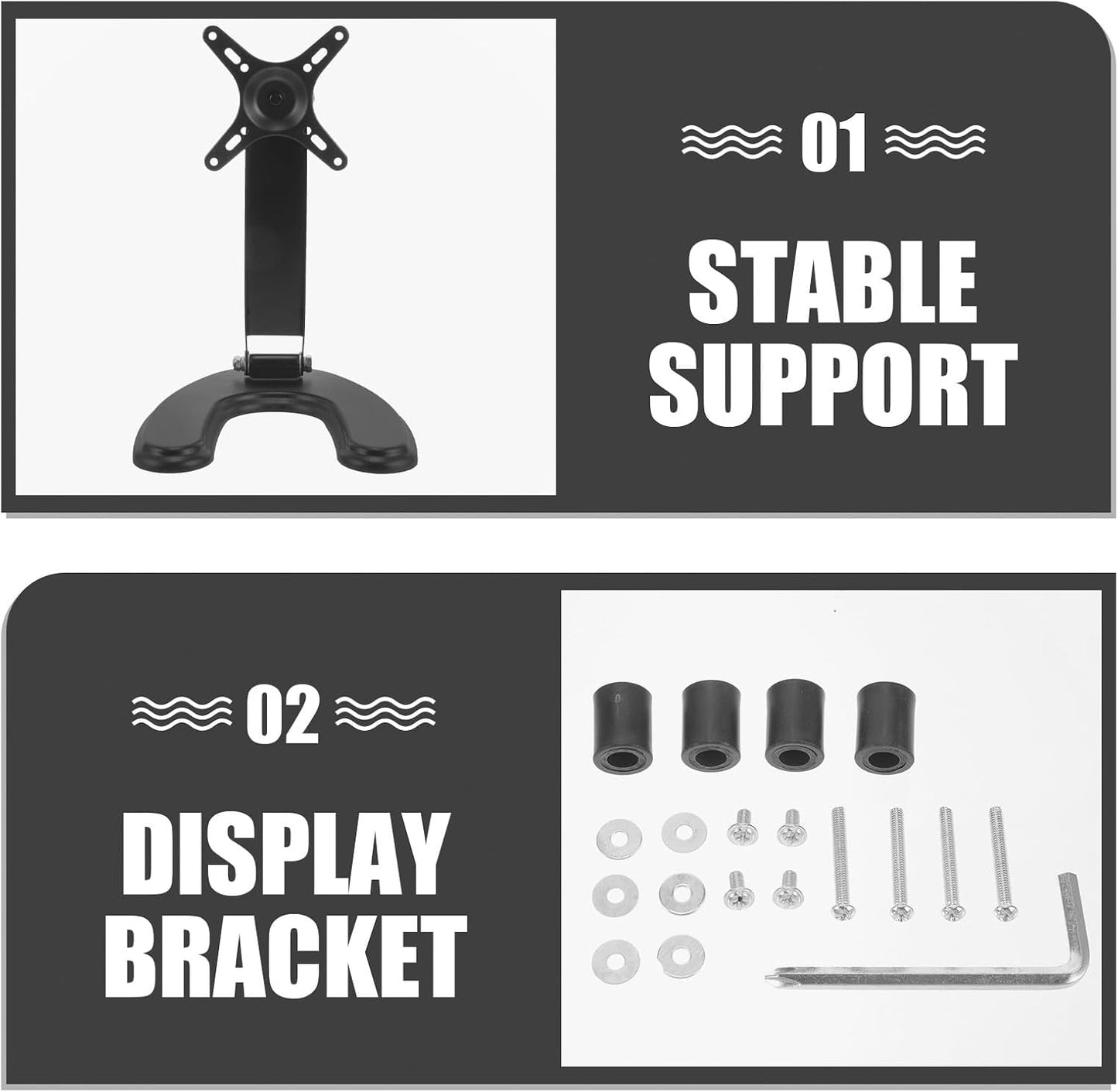 WESIEVYA 14-27 Inch Universal Tv Stand Base for LCD Tv Tabletop Support Bracket with Plastic Panel No Drill Required