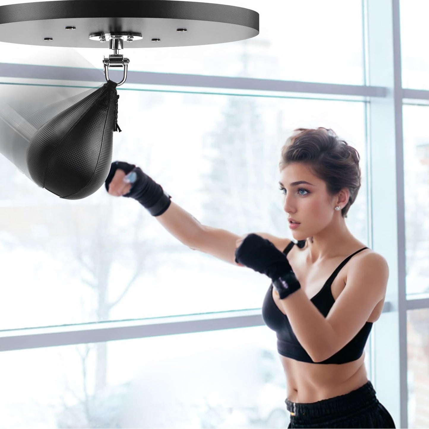 WYGVNR Adjustable Speed Bag Platform Kit with Speed Punching Bag & Professional Speed Bag Swivel for Boxing Training, Exercise, Fitness (Engineered Wood)