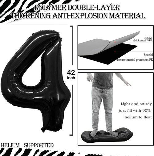 GOER 14th Birthday Balloons - Jumbo 42 Inch Foil Helium Decorations | Black Sweet 14 Party Decor