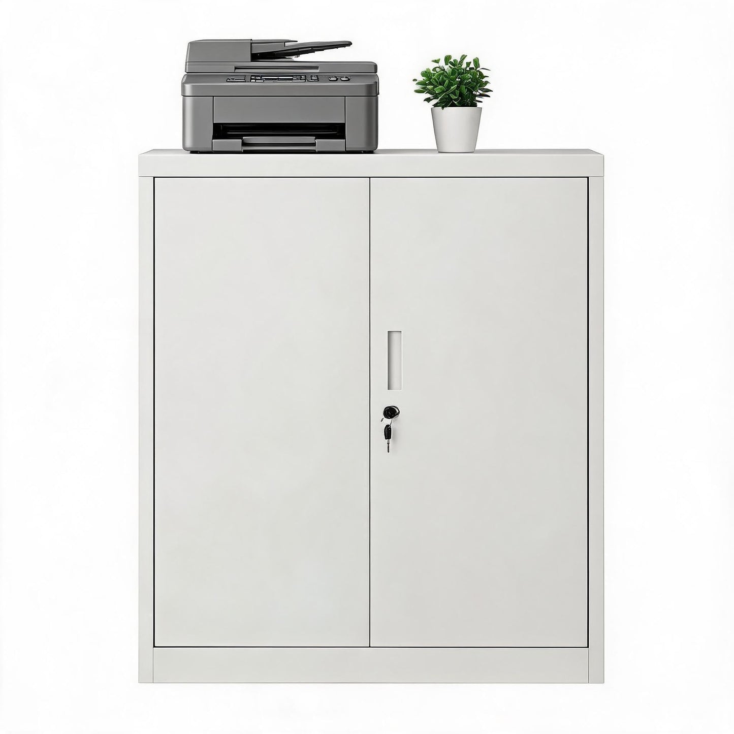 MilleLoom Metal Storage Locker, 36" Heavy Duty Garage Storage Cabinet with Locking Doors and Adjustable Shelves, Lockable Steel File Cabinet for Home Office White