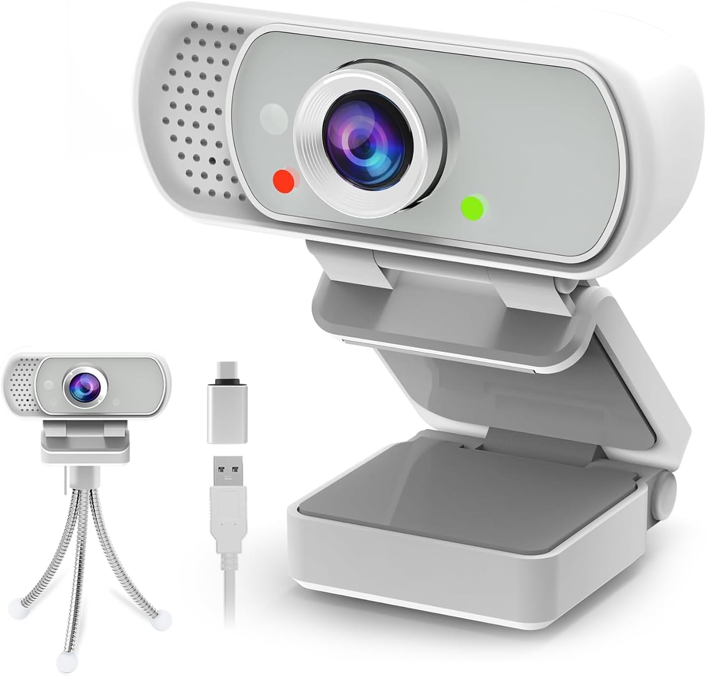 ToLuLu 1080P Webcam with Tripod Privacy Shutter: FHD Web Camera with Mic, Plug & Play USB A USB C Webcam with Stand
