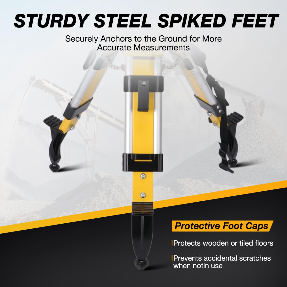Mountlaser Elevator Tripod for Laser Level, 35.43-90.55 inch Height Adjustment Heavy Duty Survey Tripod, with Level Bubble & Diffusion Limiter, Liftable Non-Skid Feet for Construction