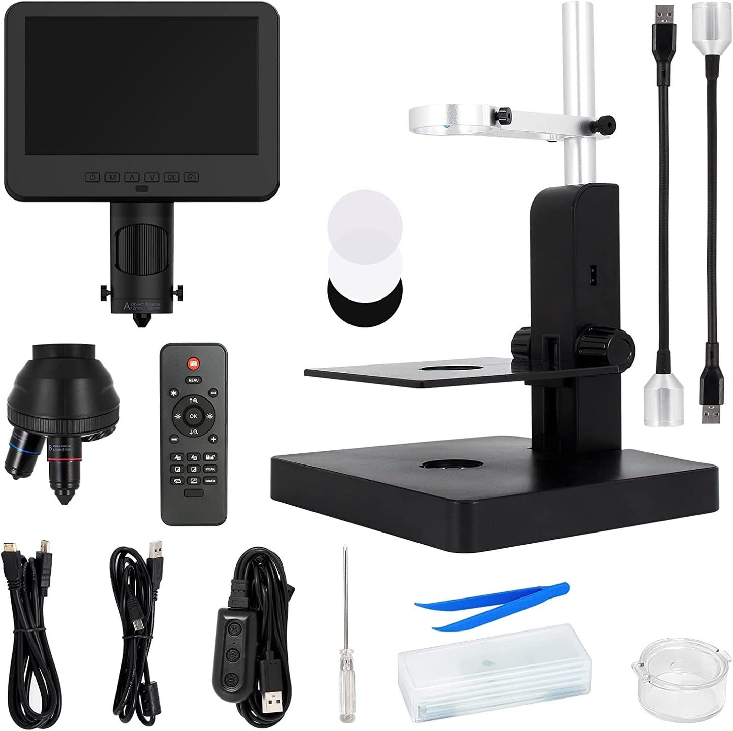 JOYALENS JL246PS 3 Lens 7'' HDMI Digital Microscope 4000X, Biological Microscope for Adults Kids with Prepared Slides, UHD 2160P Video, Full Coin Microscope for Error Coins, Windows Compatible, 32GB
