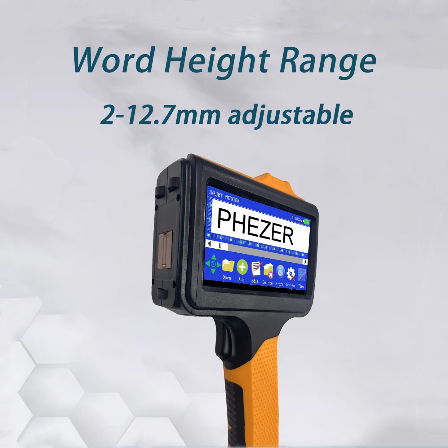 Phezer P19 Handheld Inkjet Printer for Any Surface, Portable 360° All-Round Coding Machine Print Height 2-12.7mm for Date/Time/Barcode/QR Code/Logo, with Cartridge(Anti-Slip Handle, Upgrade Version)