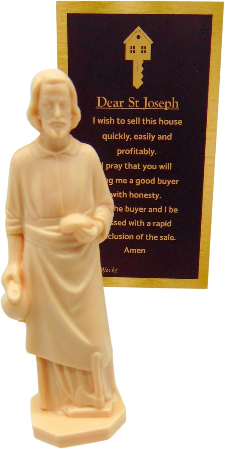 Westmon Works St. Joseph House Selling Statue - Faith-Based Figurine with Double-Sided Prayer Card | Made in the USA