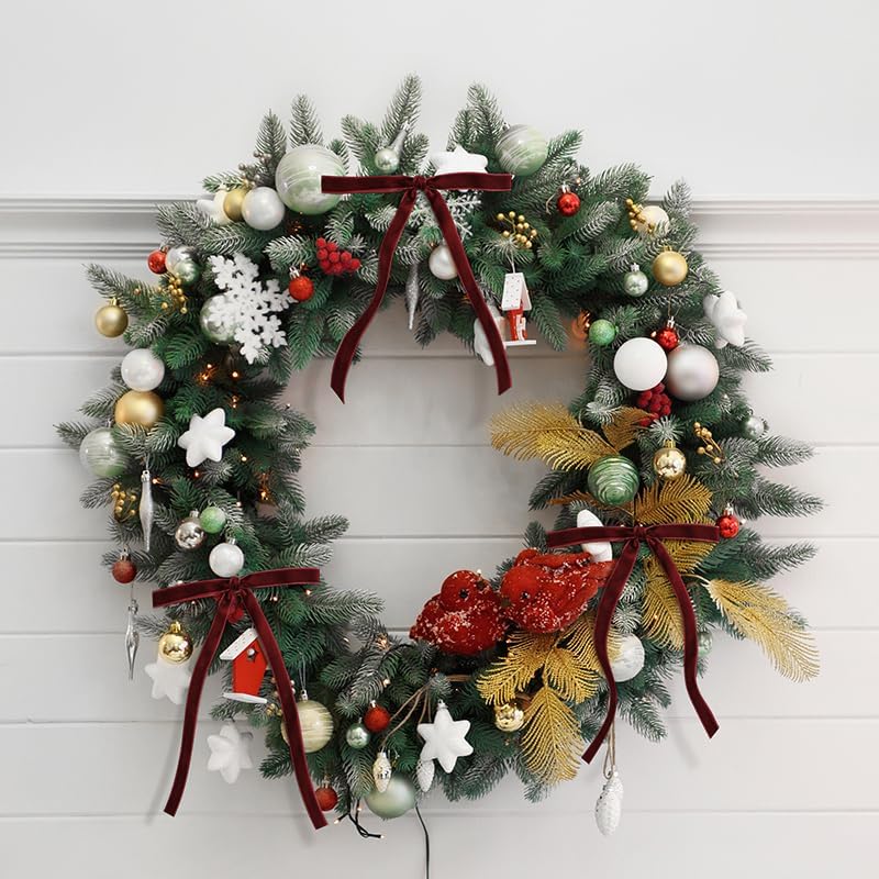 SIMISI Velvet Ribbon Bows - 24Pcs Burgundy Christmas Decorations for Tree, Wreath & Garland | 3/8'' Width, 5x7 Inch